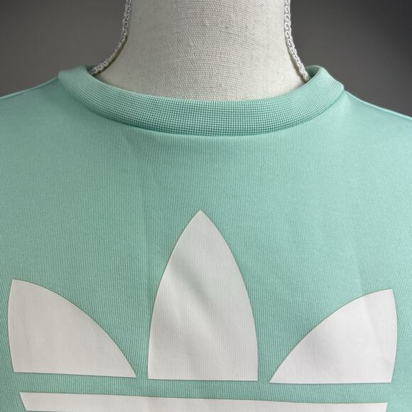 Adidas Mint Green Trefoil Logo T-shirt Tee Dress Size M Side Snap - Picture 3 of 15